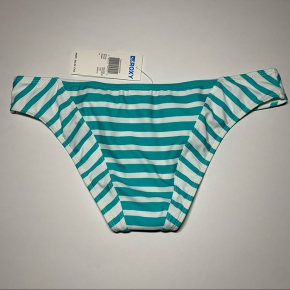 Sz. Med Roxy turquoise white stripe NWT bikini bottom - Picture 2 of 12